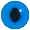 Blue Cat Eyes. A black cat eye with an oval split black pupil on a loop fixing.