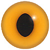 Yellow/Orange Cat Eyes. A black cat eye with an oval split black pupil on a loop fixing.