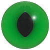 Green Cat Eyes. A black cat eye with an oval split black pupil on a loop fixing.